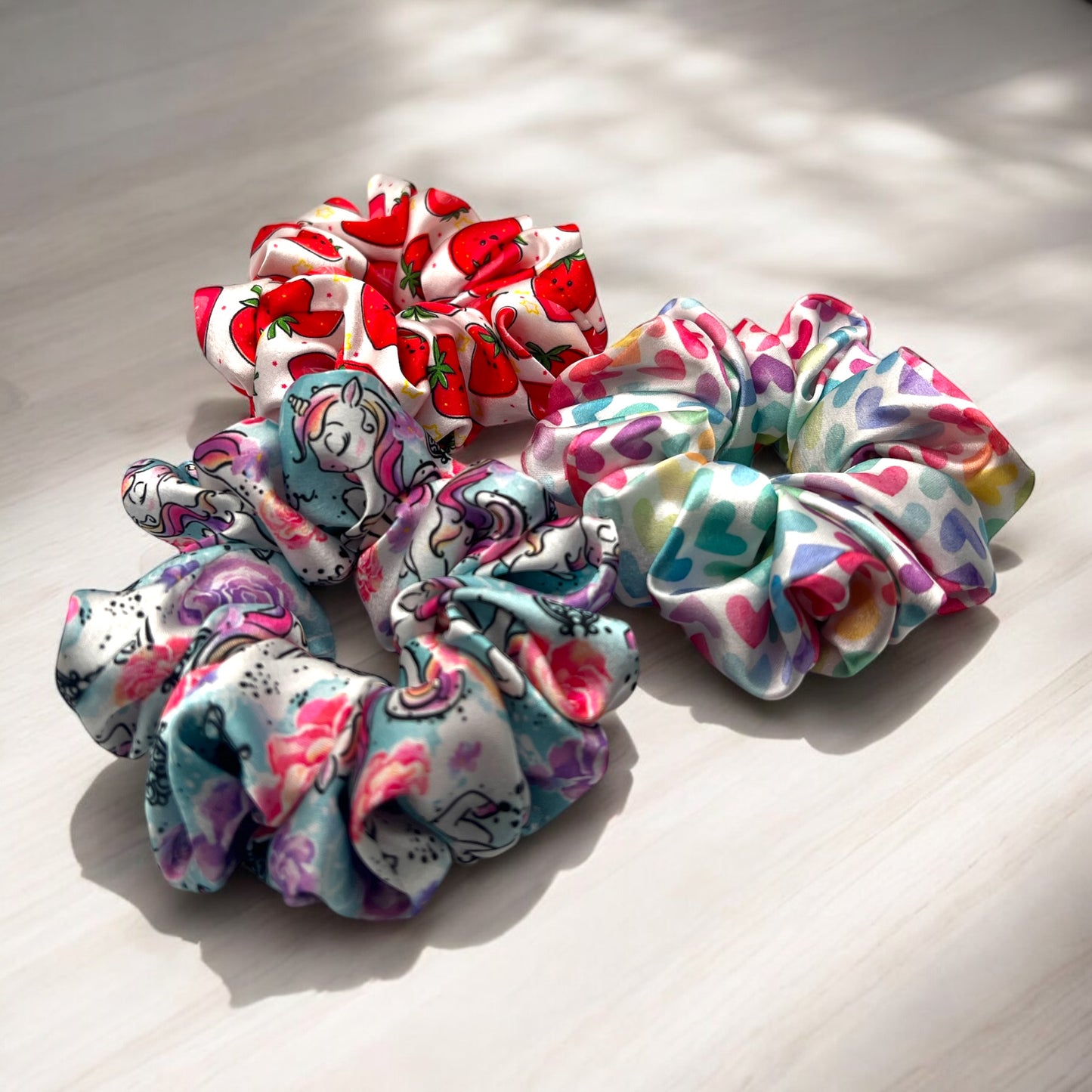 Rainbow Hearts Scrunchie