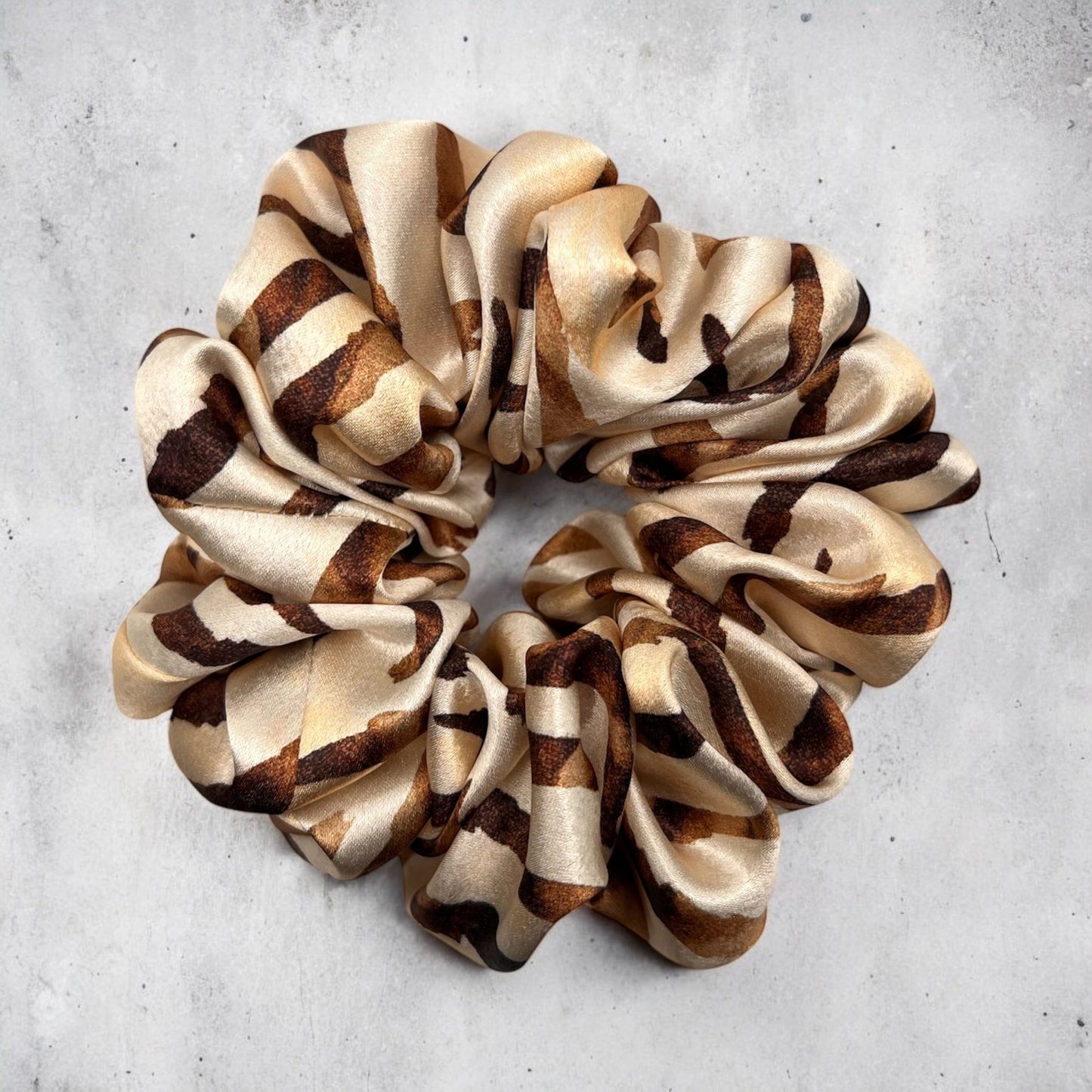 Beige Zebra Scrunchie