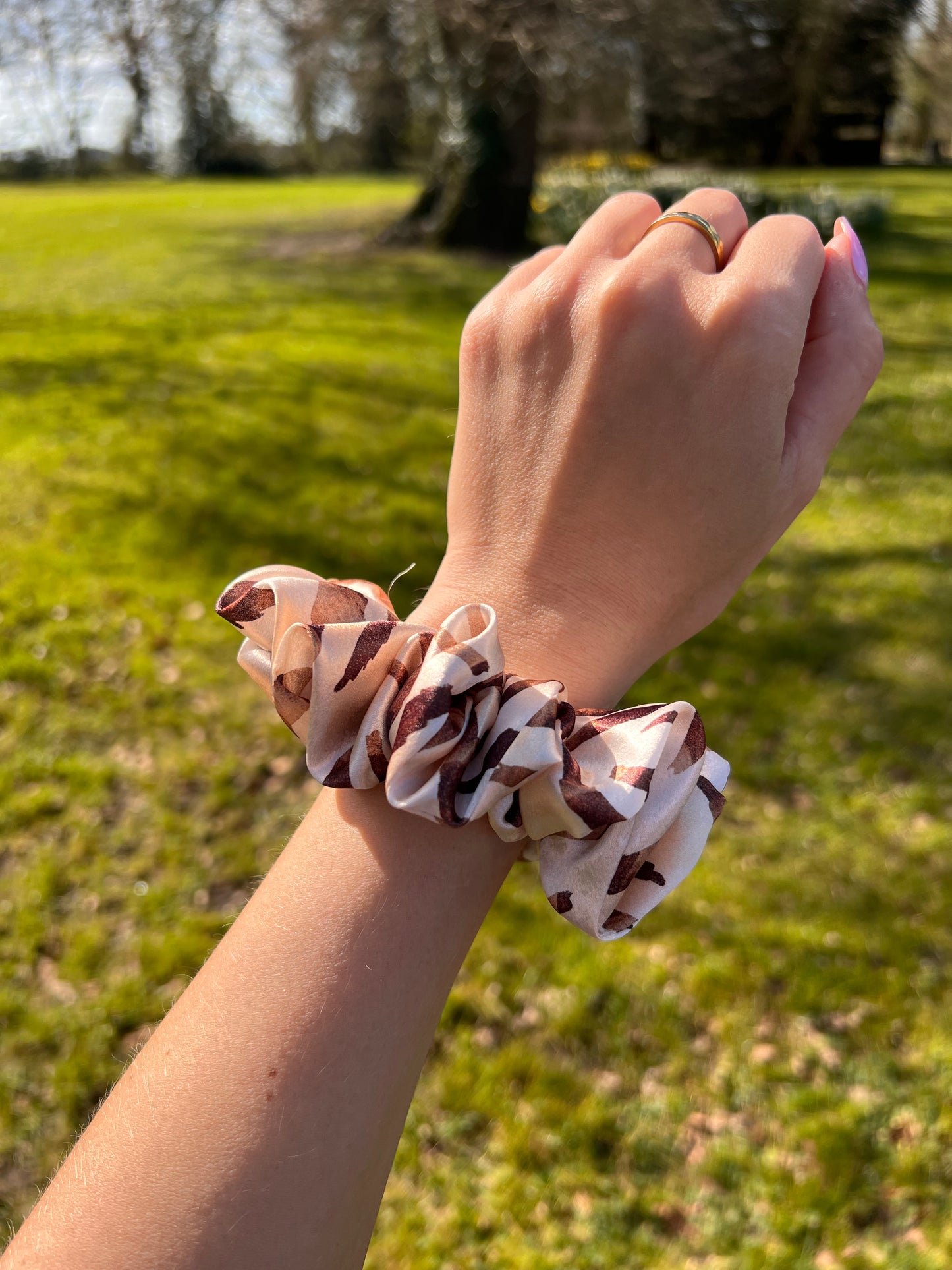 Beige Zebra Scrunchie