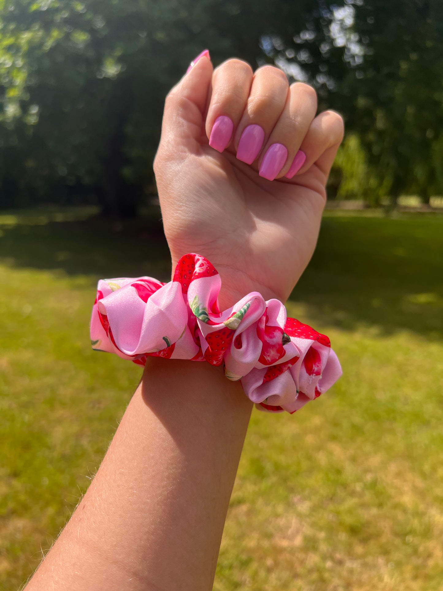 Strawberry Bow Scrunchie